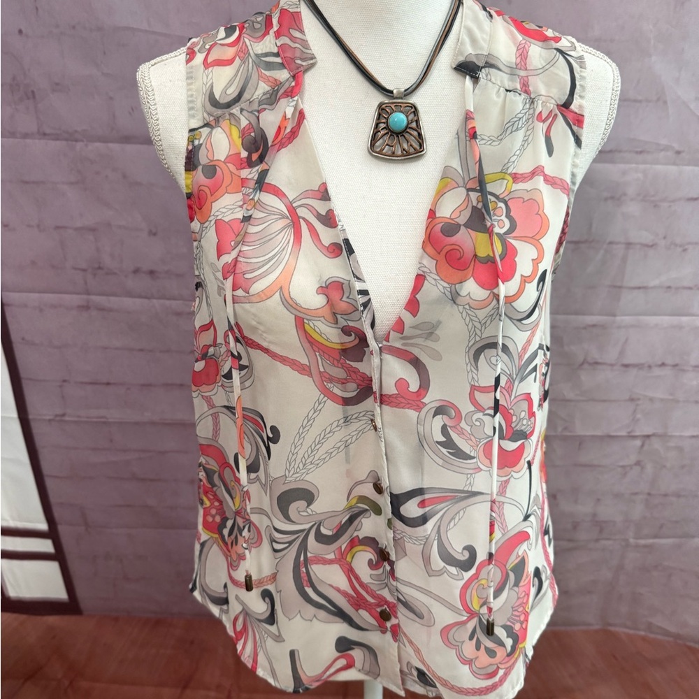 H&M Floral Sleeveless Blouse - Pink and Gray